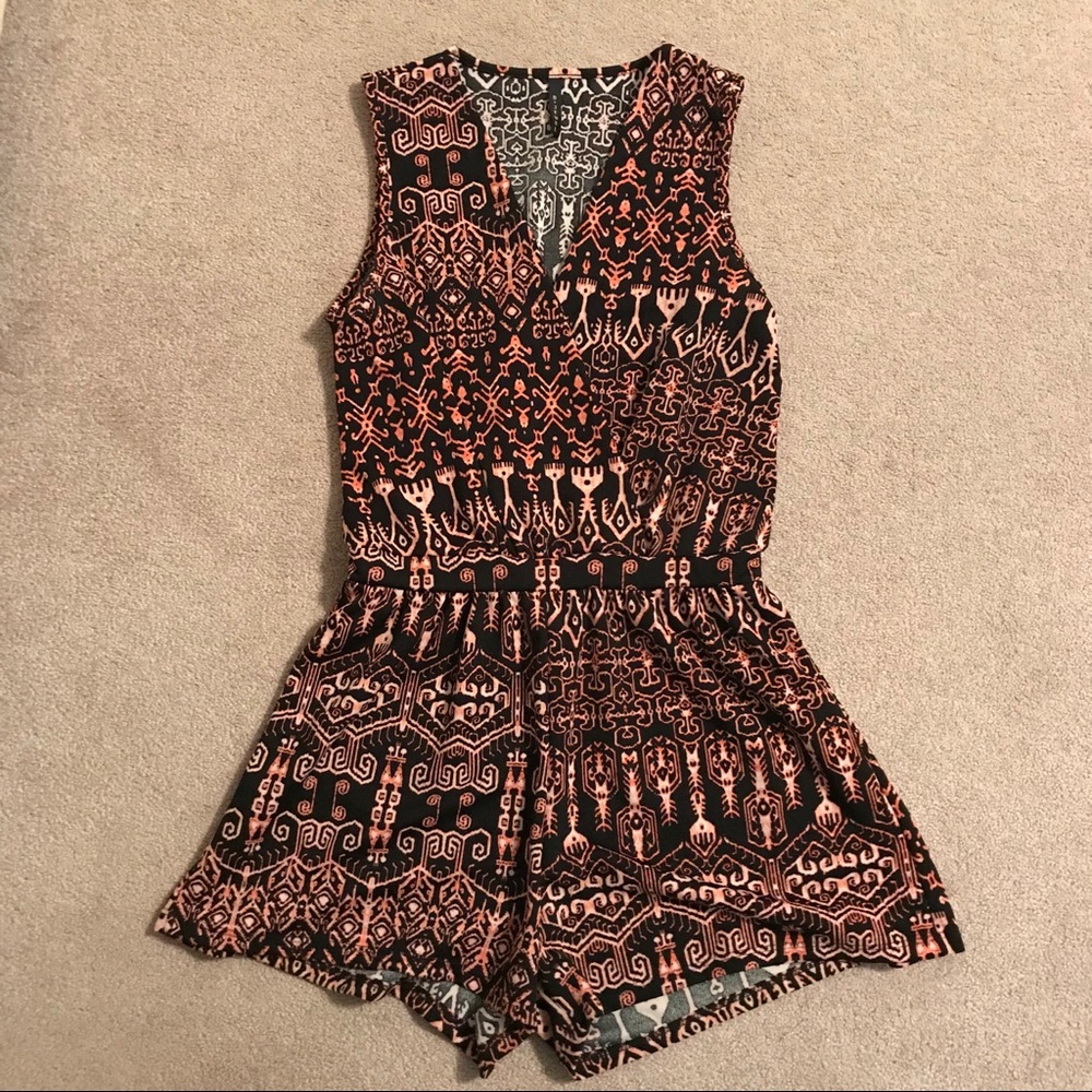 Black Tribal Print Romper